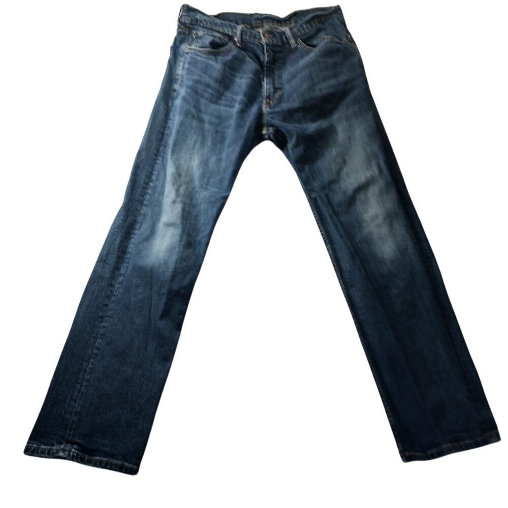 Levi's 505 Regular Fit Mens 34x30 Dark Wash Denim Jeans Heritage Preppy Retro